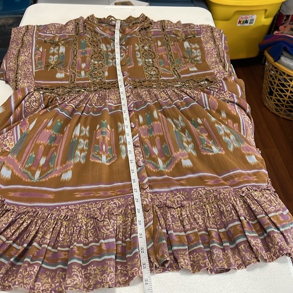 Free People Sz M Augustine Mini Dress Embroidered Babydoll Pockets - Picture 9 of 12